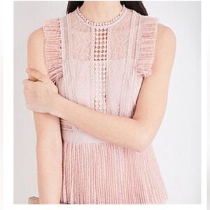 Heartloom Lace top blouse sleeveless blush pink M